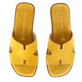 Women's yellow suede slippers