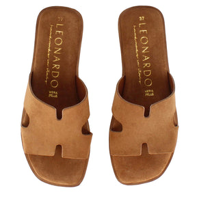 Women's light brown suede slippers