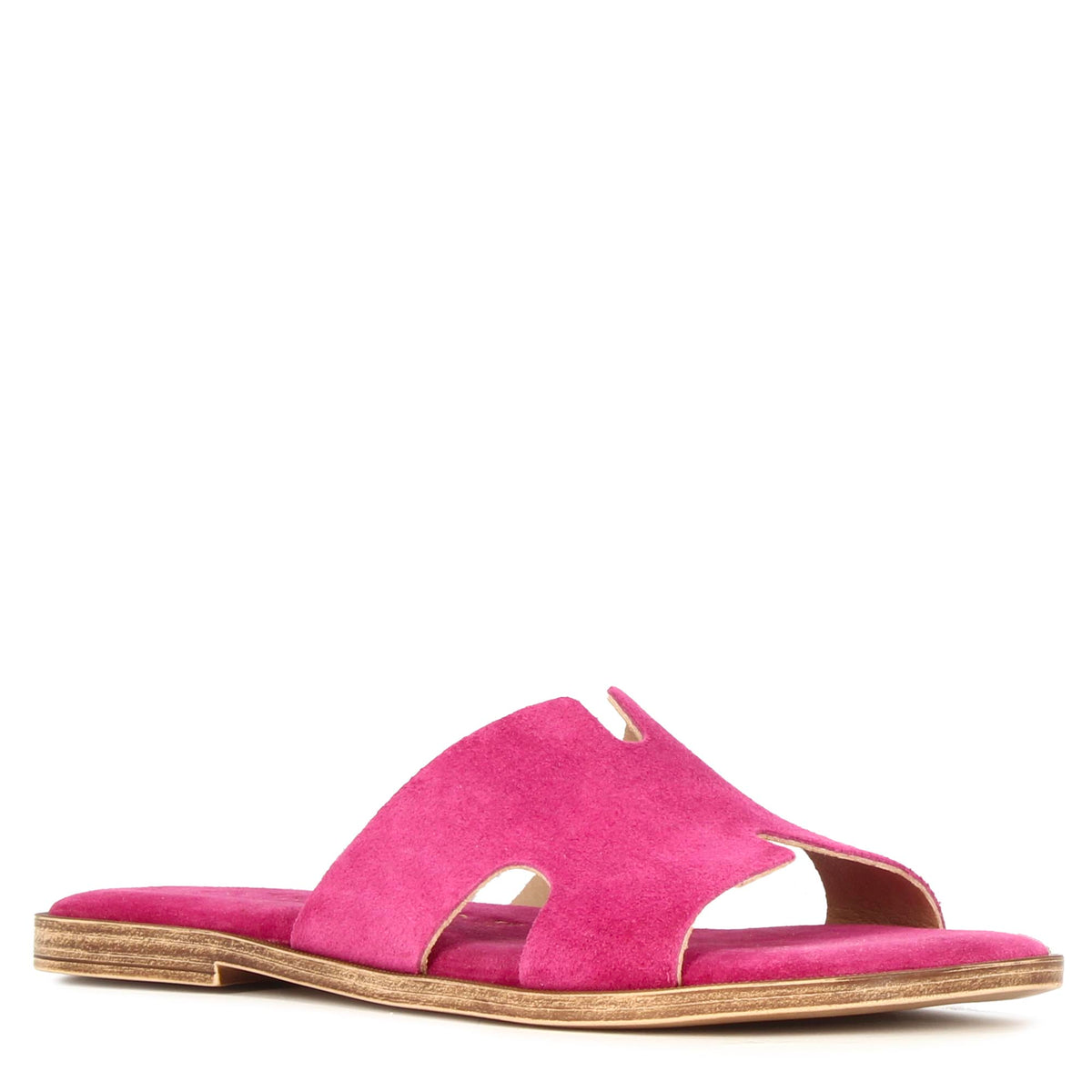 Women's slippers in pink suede leather