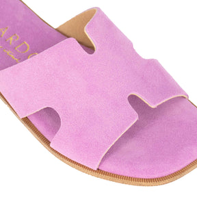 Women's slippers in purple suede leather