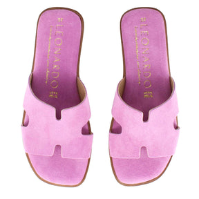 Women's slippers in purple suede leather