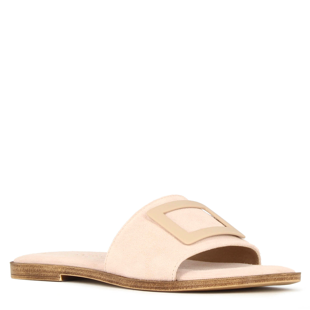 Women's suede slippers with beige strap