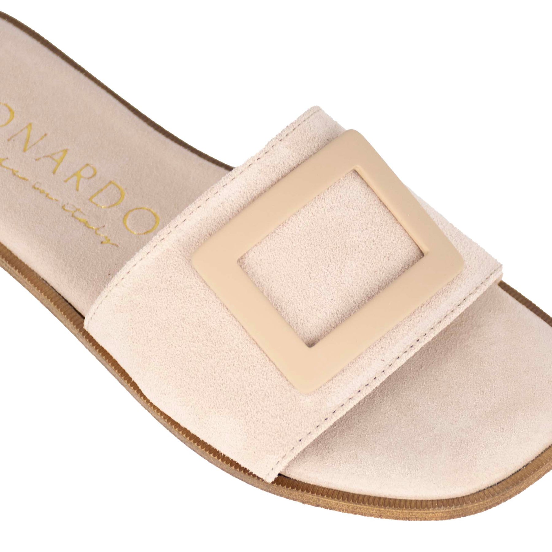 Women's suede slippers with beige strap