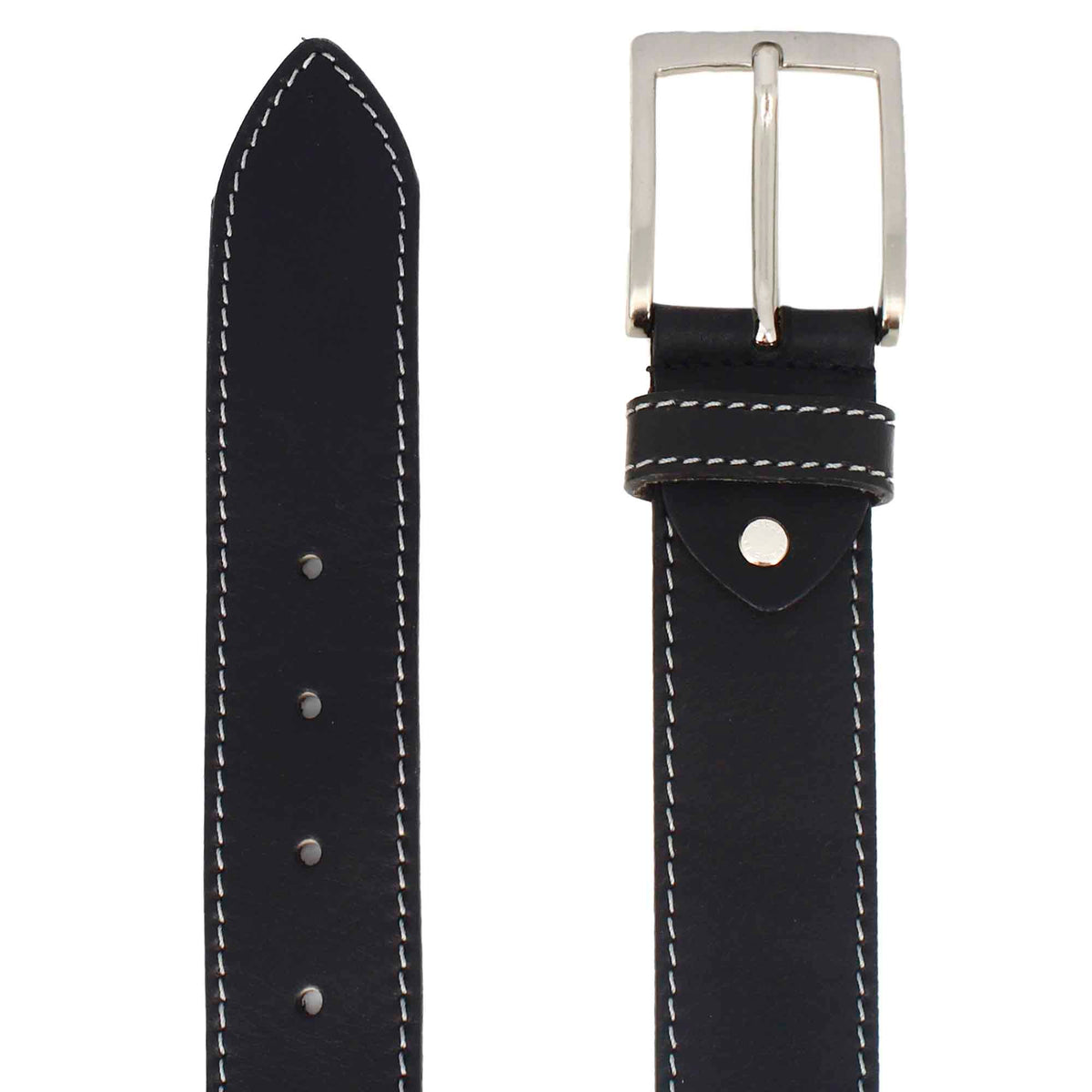 Black leather belt for men