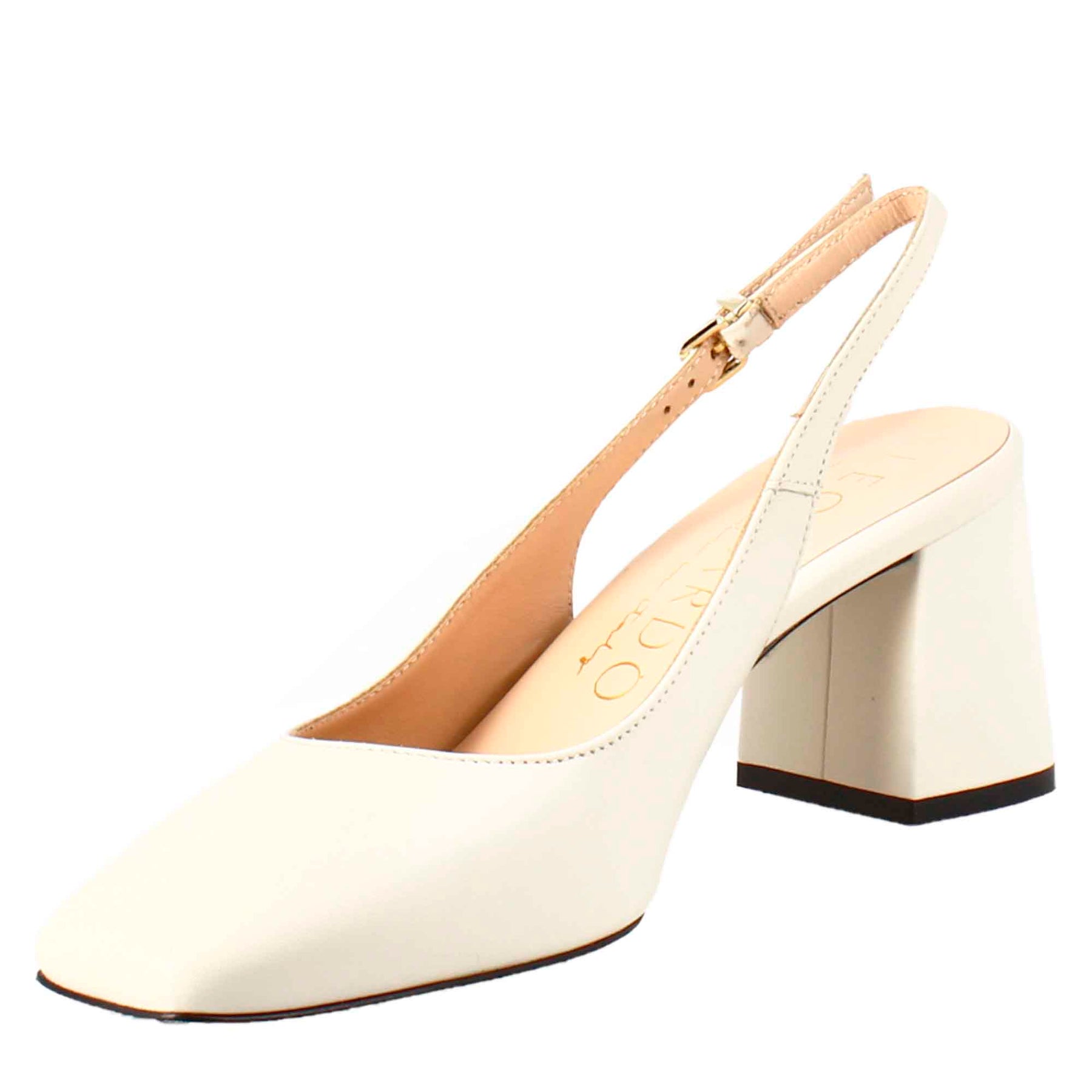 Décolleté slingback da donna in pelle colore crema a punta squadrata