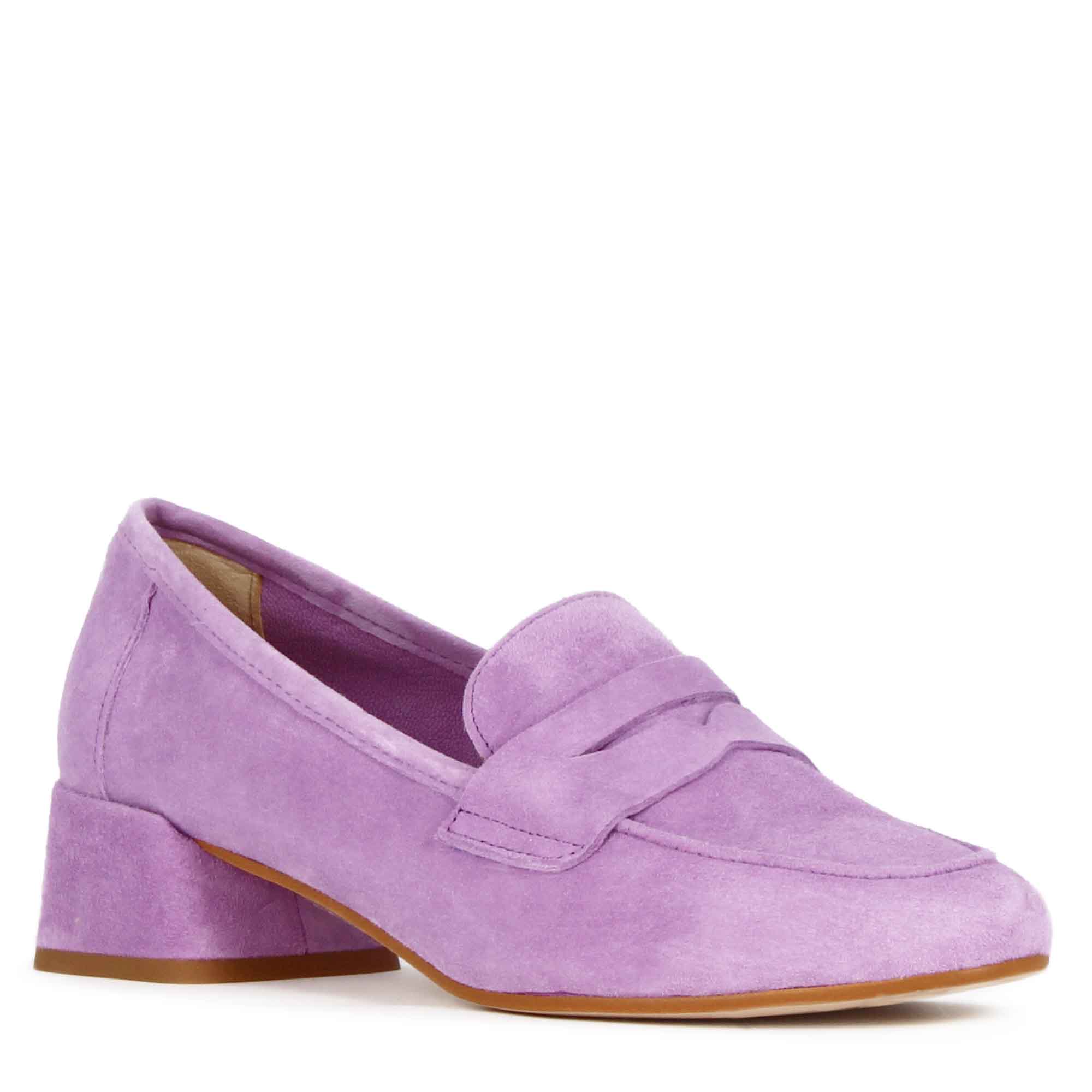 Escarpin classique pour femme en daim violet