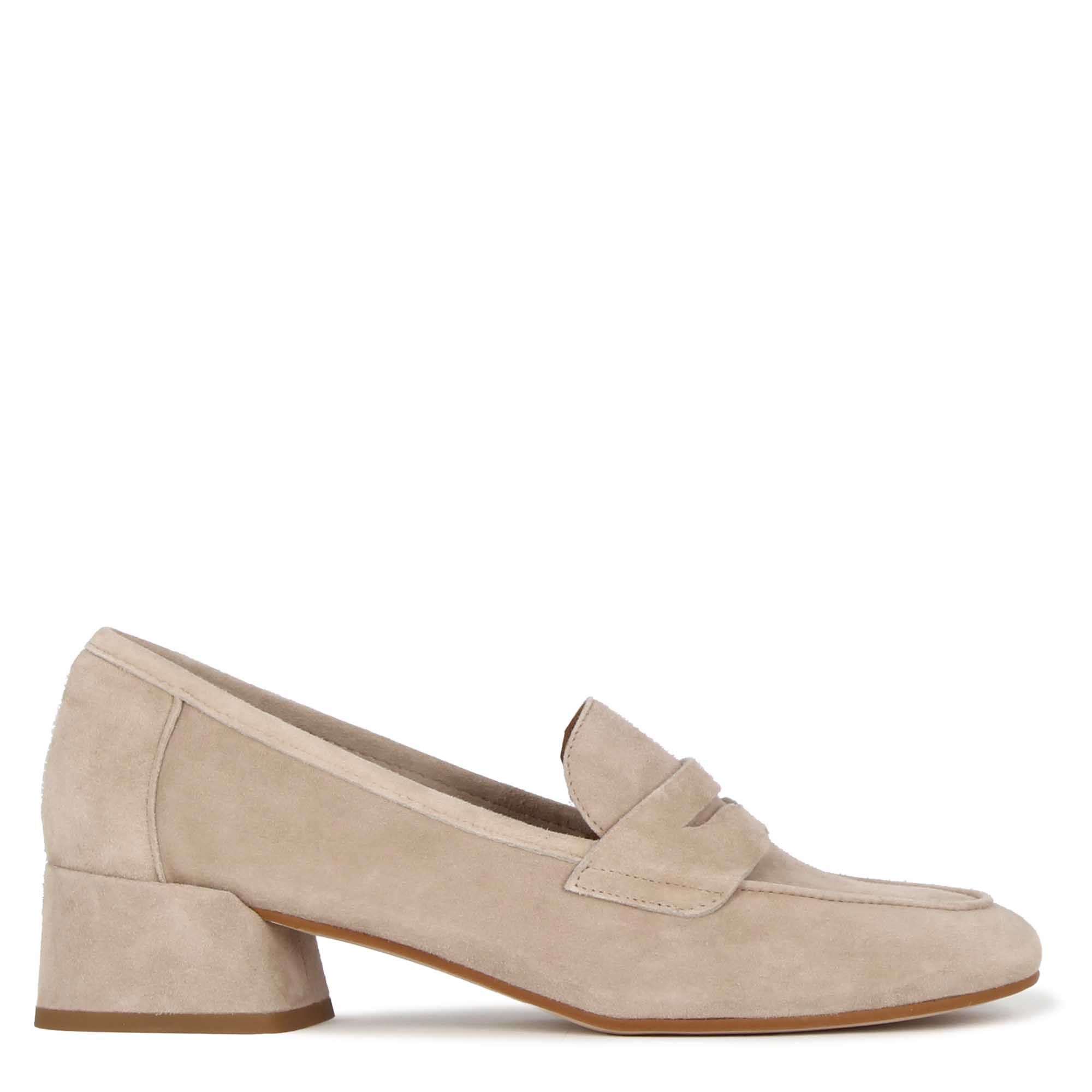 Décolleté classica da donna in pelle scamosciata colore cipria