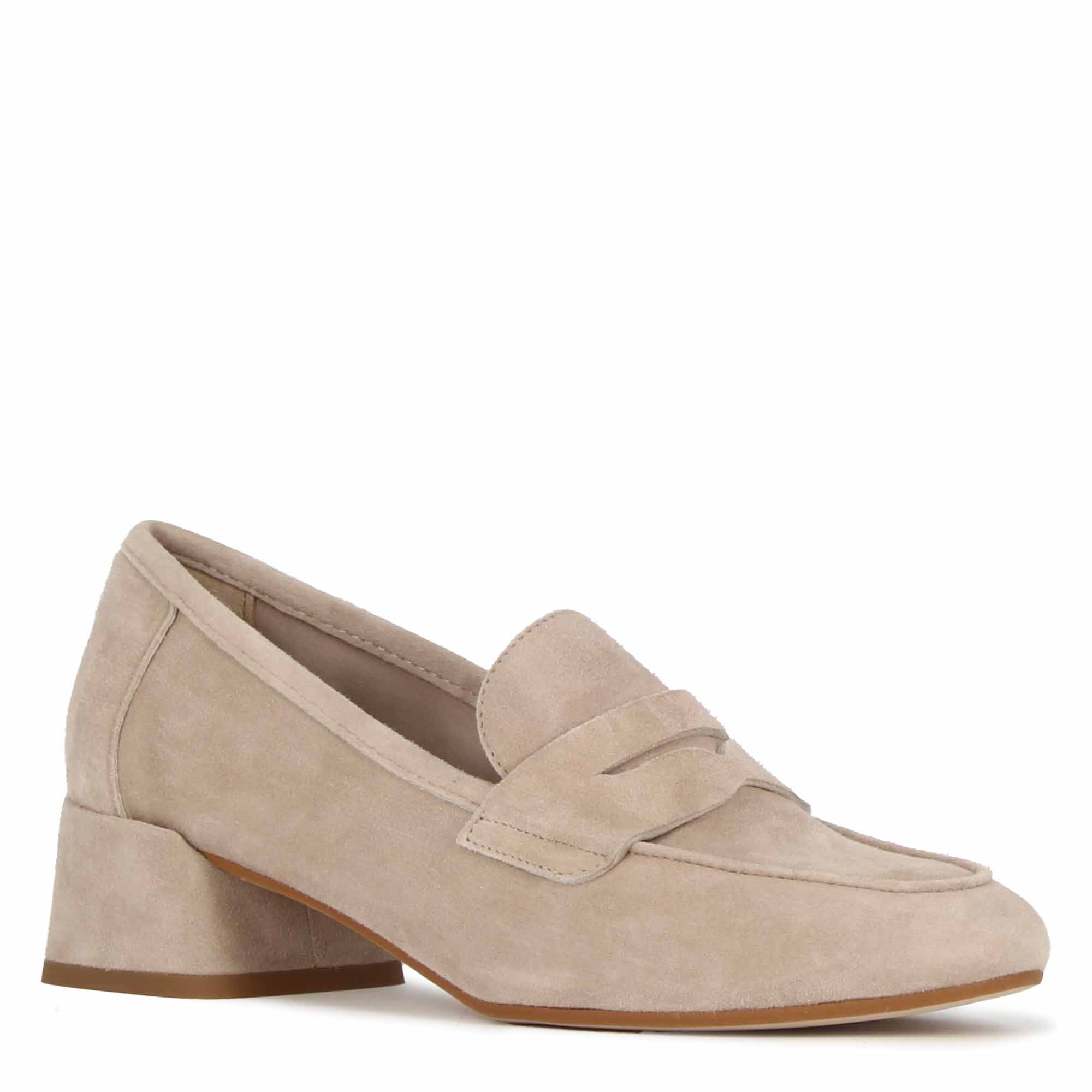 Décolleté classica da donna in pelle scamosciata colore cipria