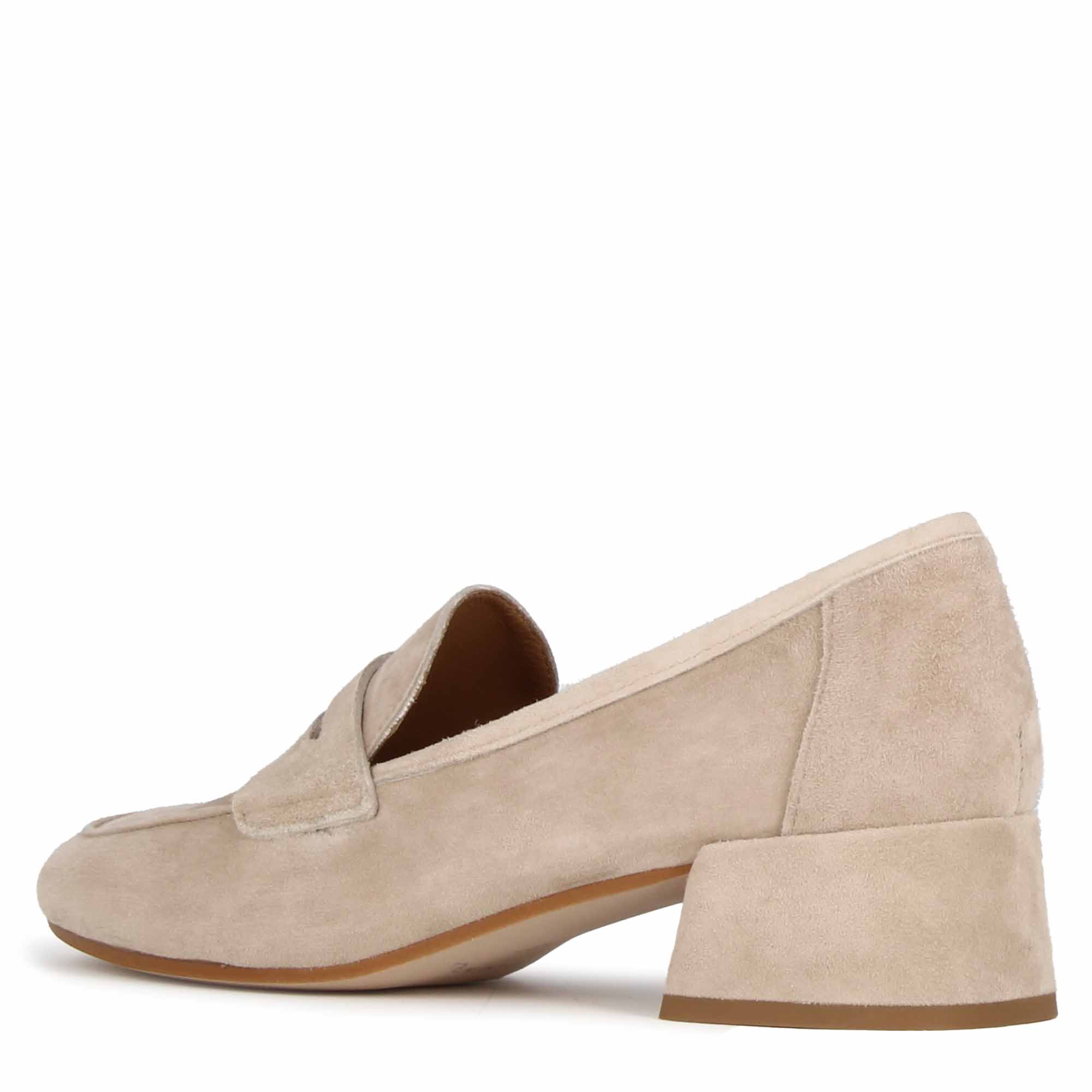 Décolleté classica da donna in pelle scamosciata colore cipria