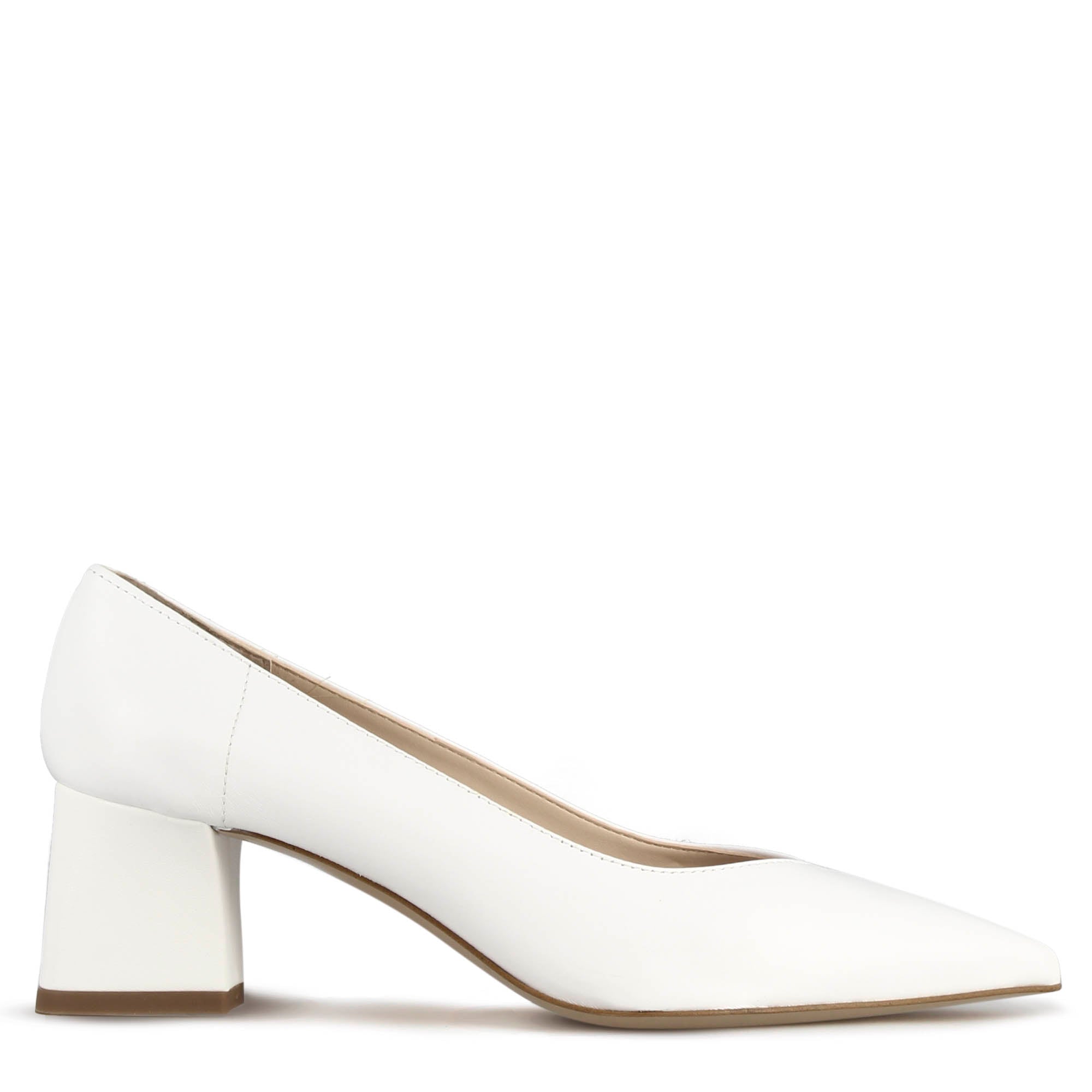 Escarpins pour femmes en cuir blanc à talon moyen