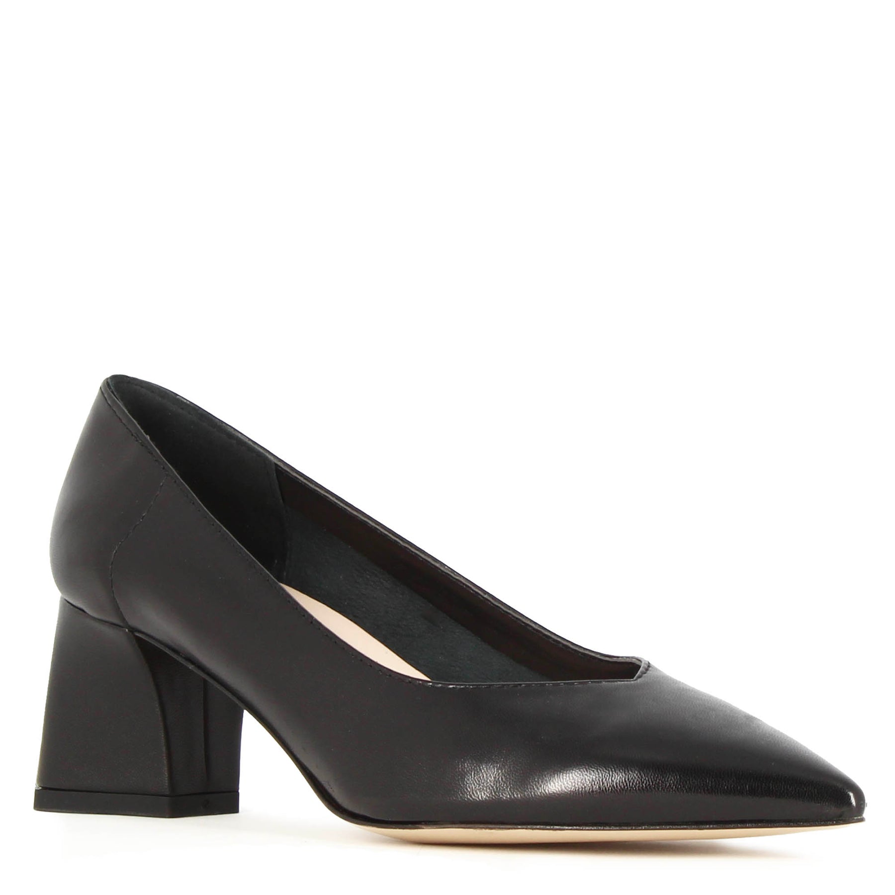 Escarpins pour femmes en cuir noir a talon moyen