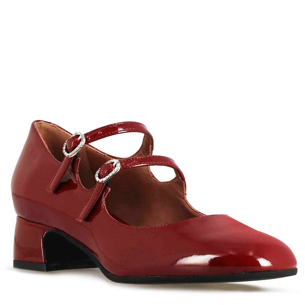 Mary Jane décolleté in bordeaux patent leather