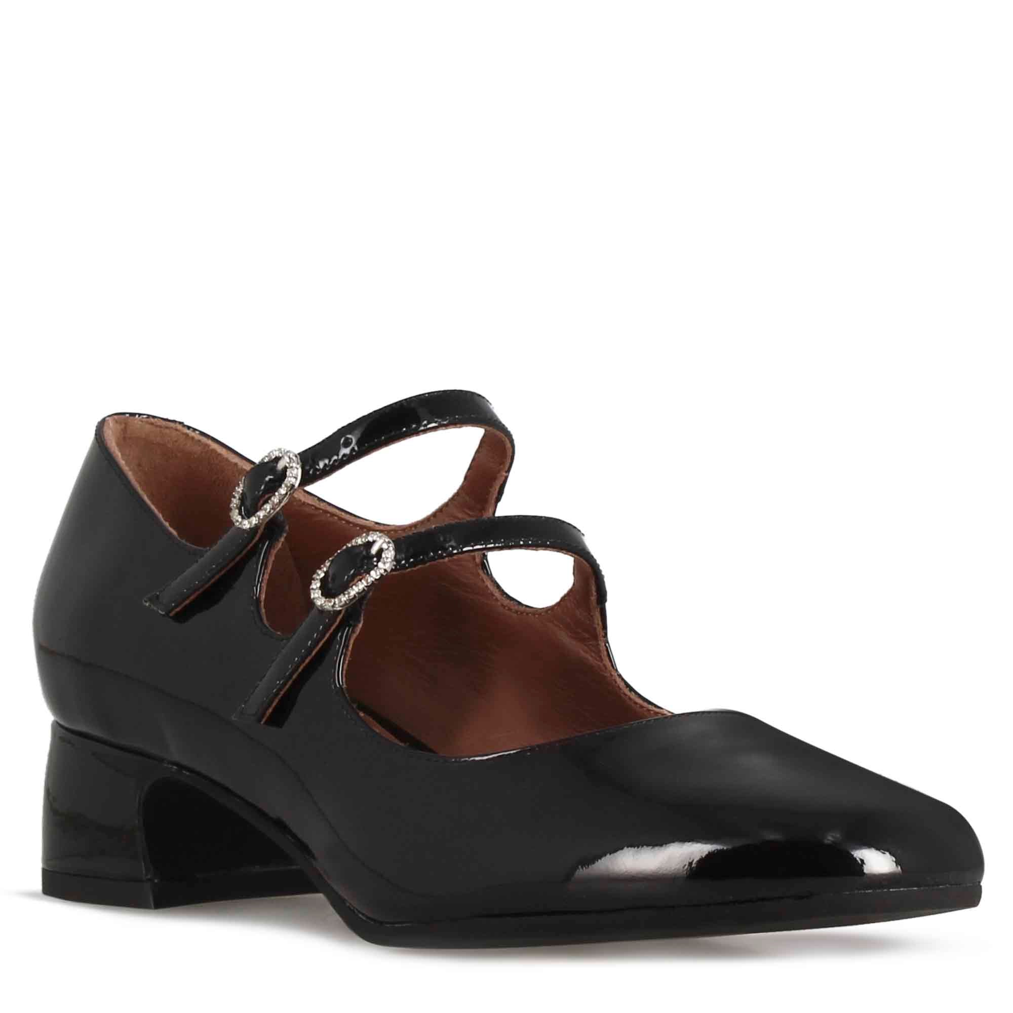 Décolleté Mary Jane en cuir verni noir