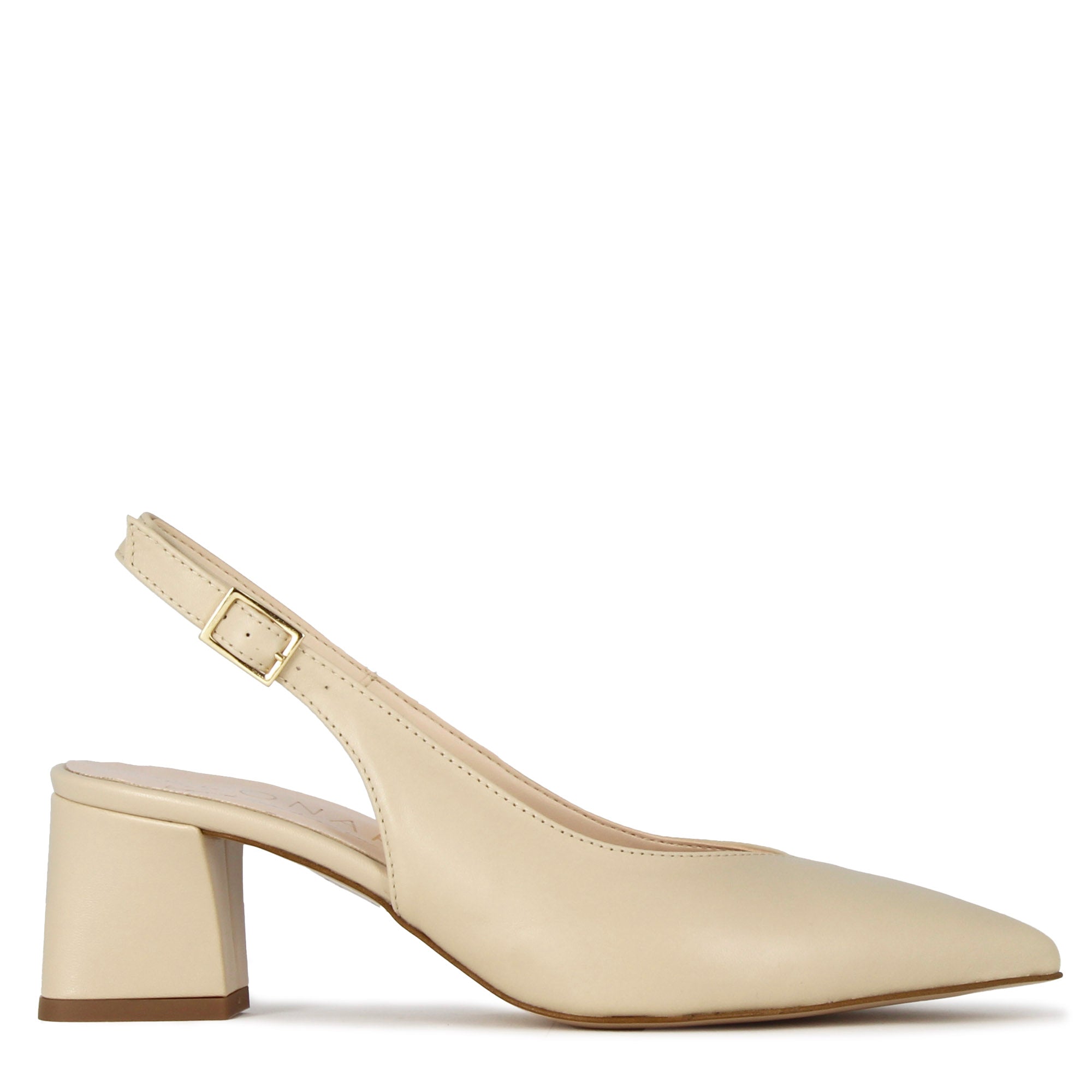 Women's slingback décolleté in beige leather with medium heel