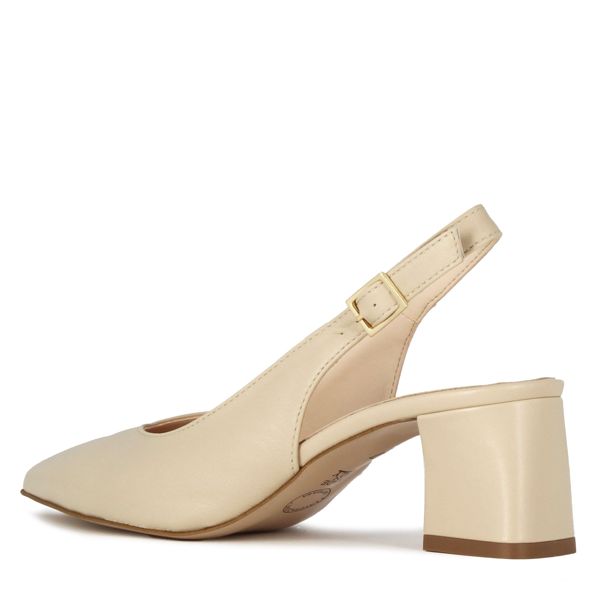 Women's slingback décolleté in beige leather with medium heel