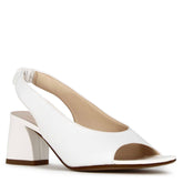 Women's white leather slingback sandal with square toe