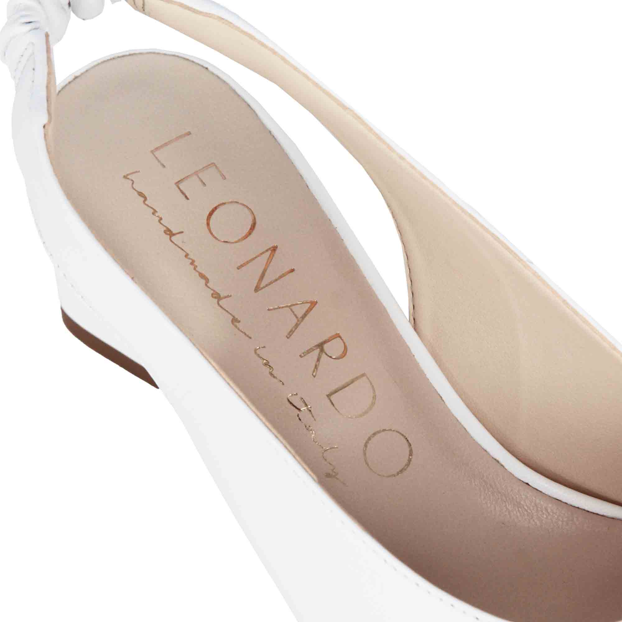 Women's white leather slingback sandal with square toe