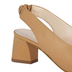 Braune Damen-Slingback-Sandale aus Leder mit quadratischer Zehenpartie