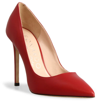 Décolleté con tacco alto eleganti da donna fatte a mano in pelle rossa - LeonardoShoes