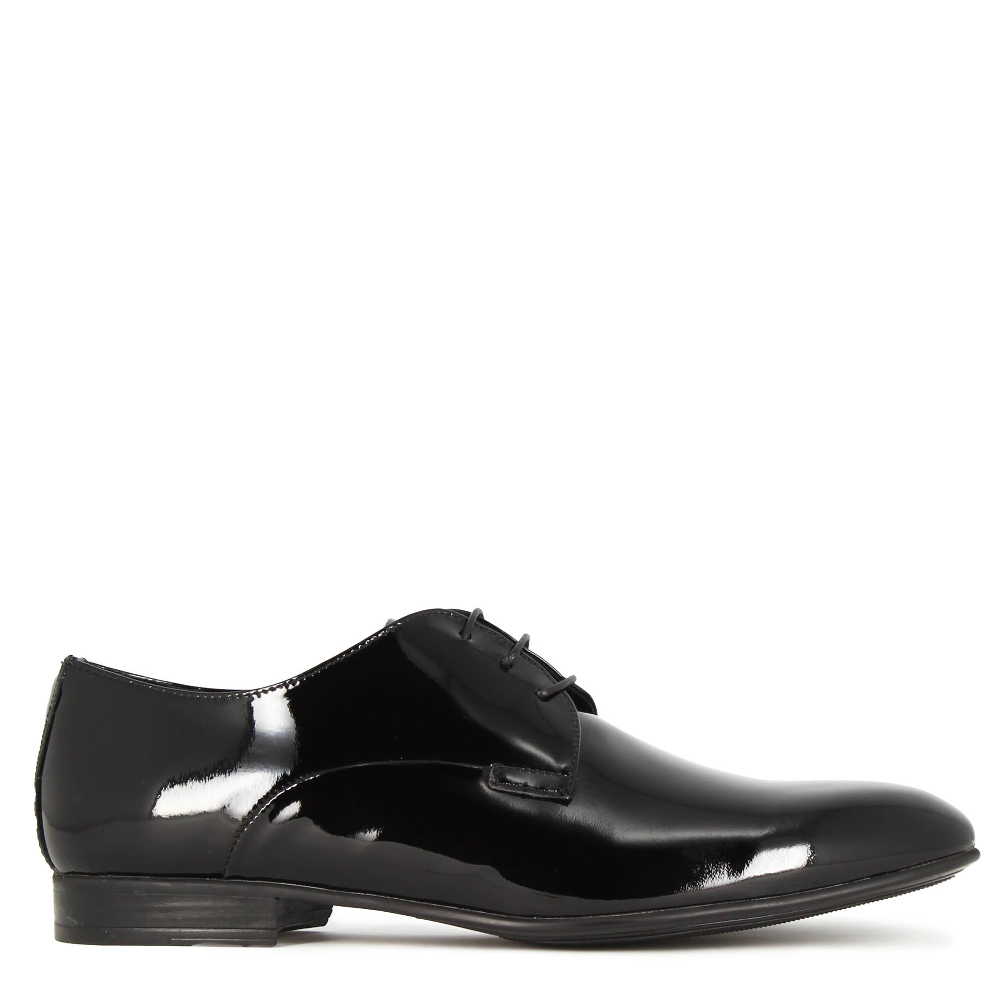Derby homme élégant en cuir noir brillant