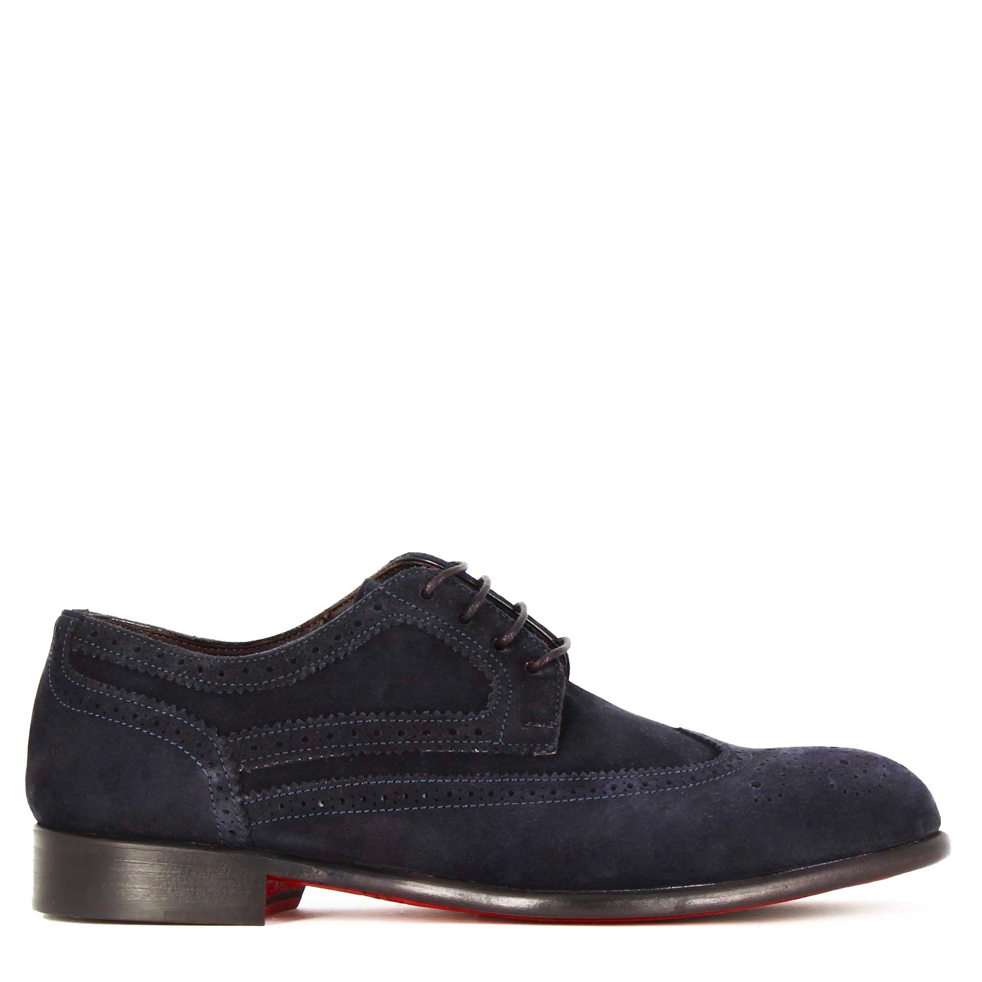 Eleganter blauer Wildleder-Derby für Männer