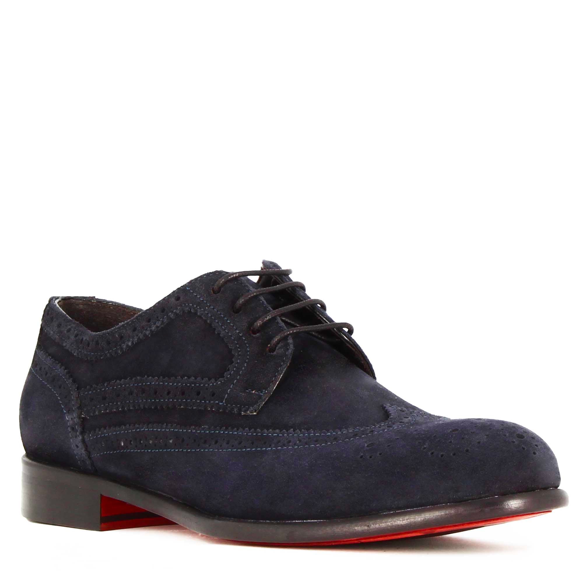Eleganter blauer Wildleder-Derby für Männer