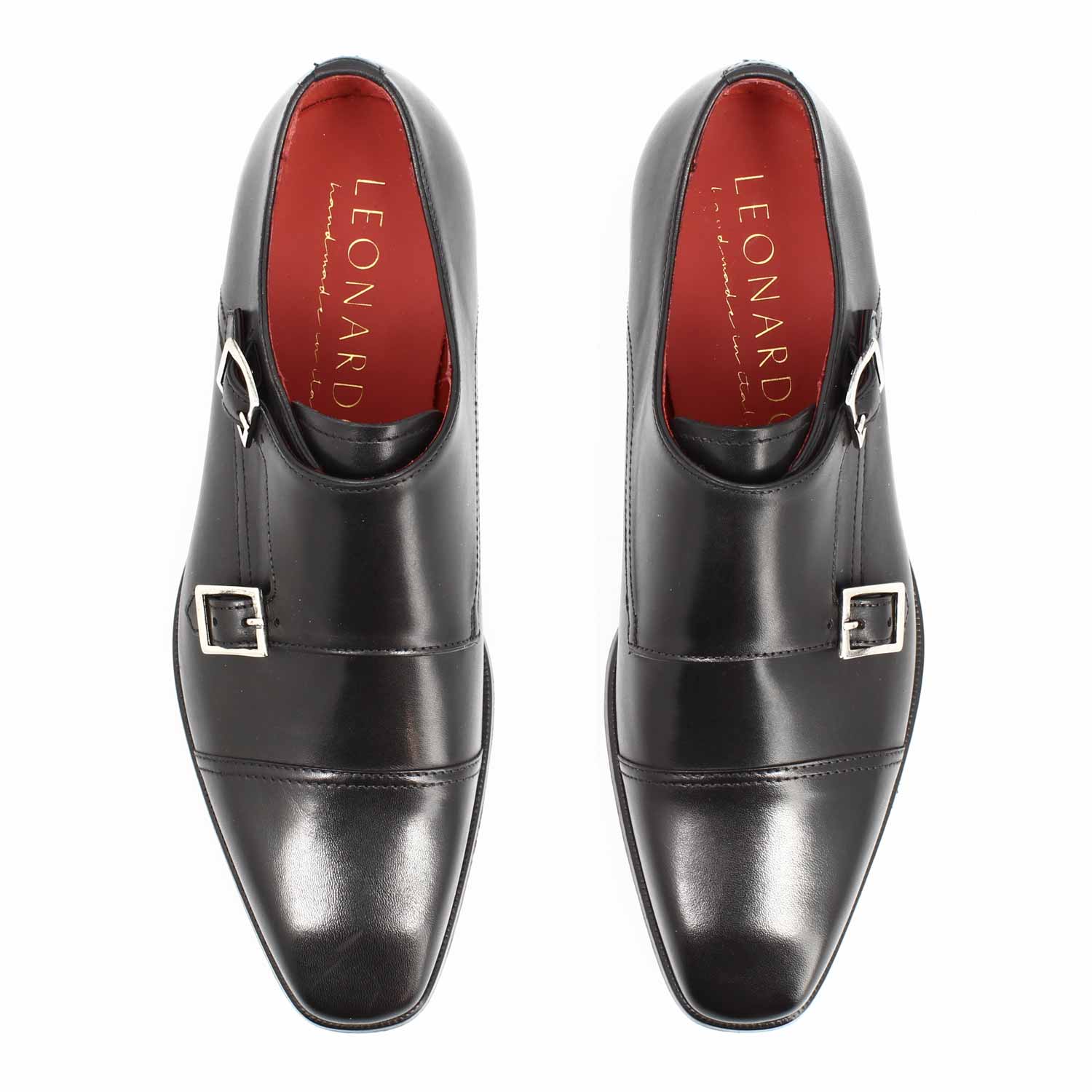 Doppia fibbia Achille da uomo in pelle nera - LeonardoShoes