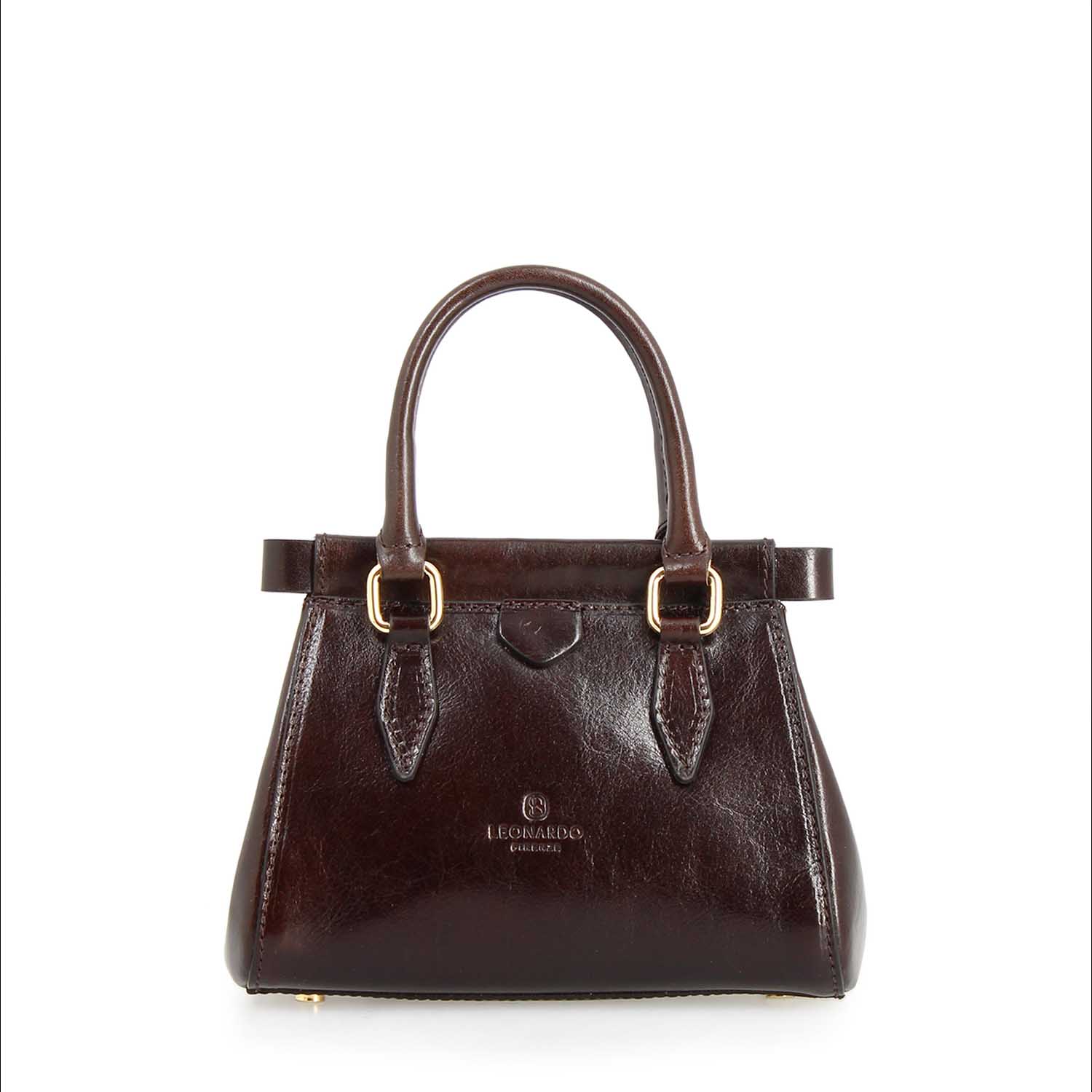 Fiorenza leather handbag with removable dark brown shoulder strap
