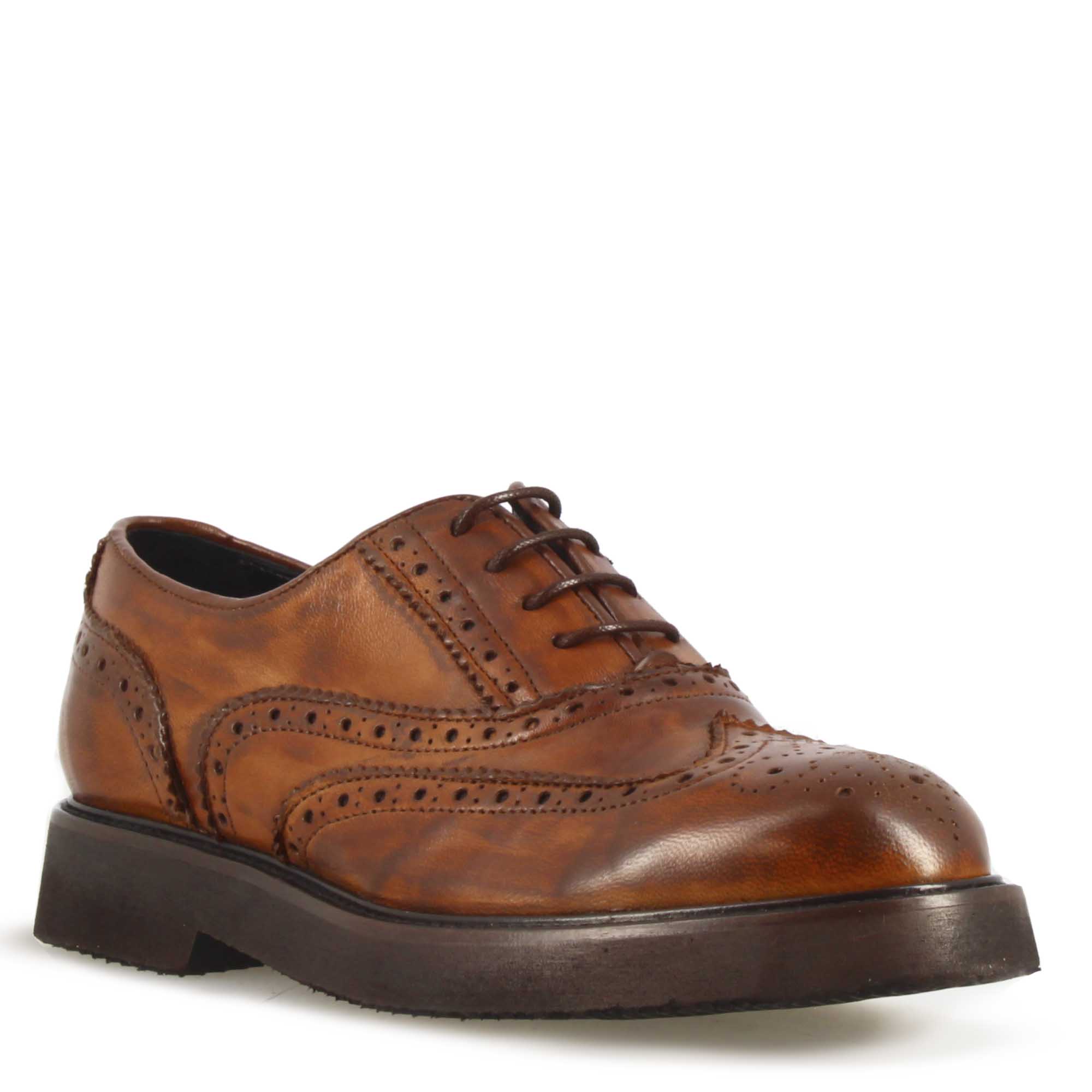 Richelieus pour femmes en cuir marron