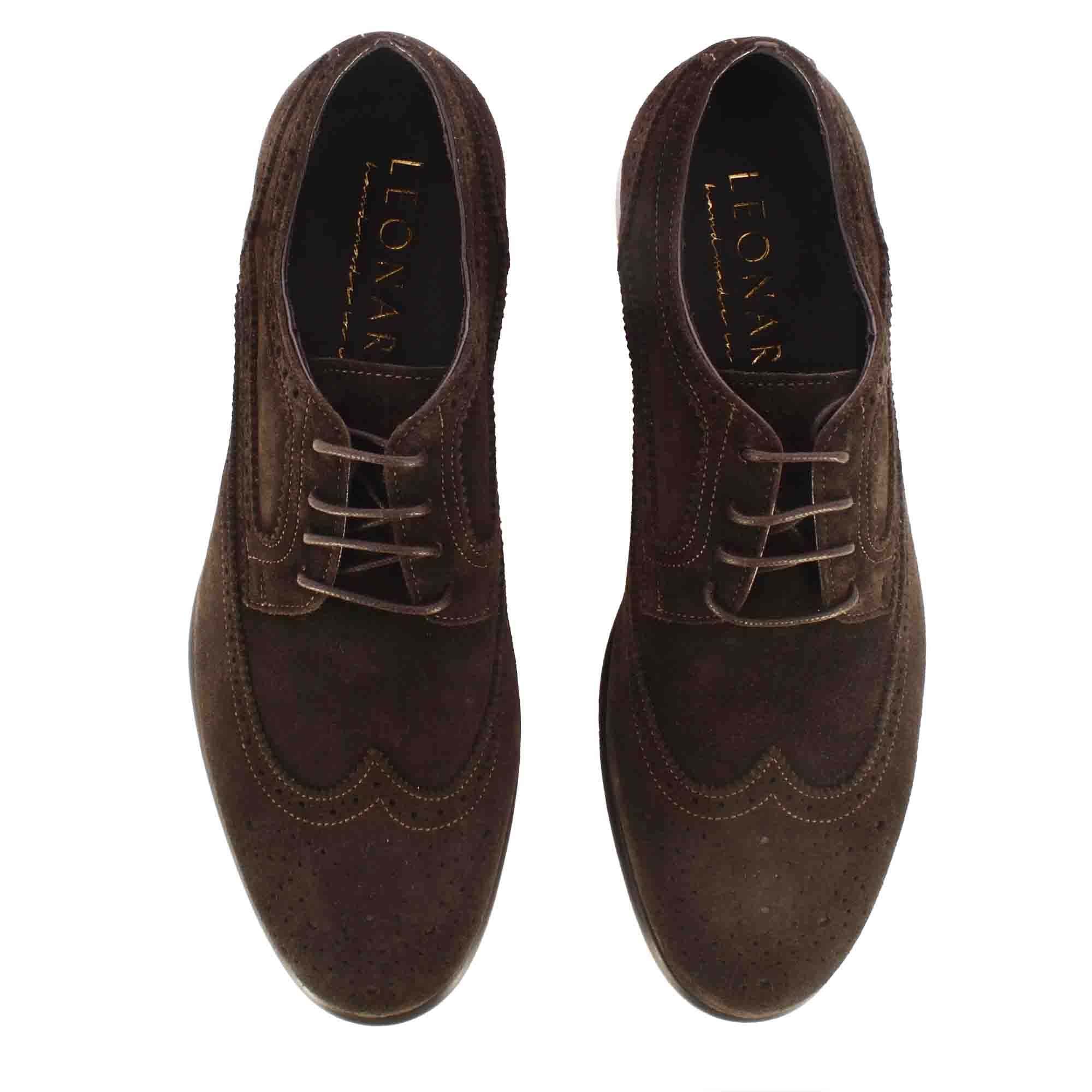 Derby élégant en daim marron foncé pour hommes