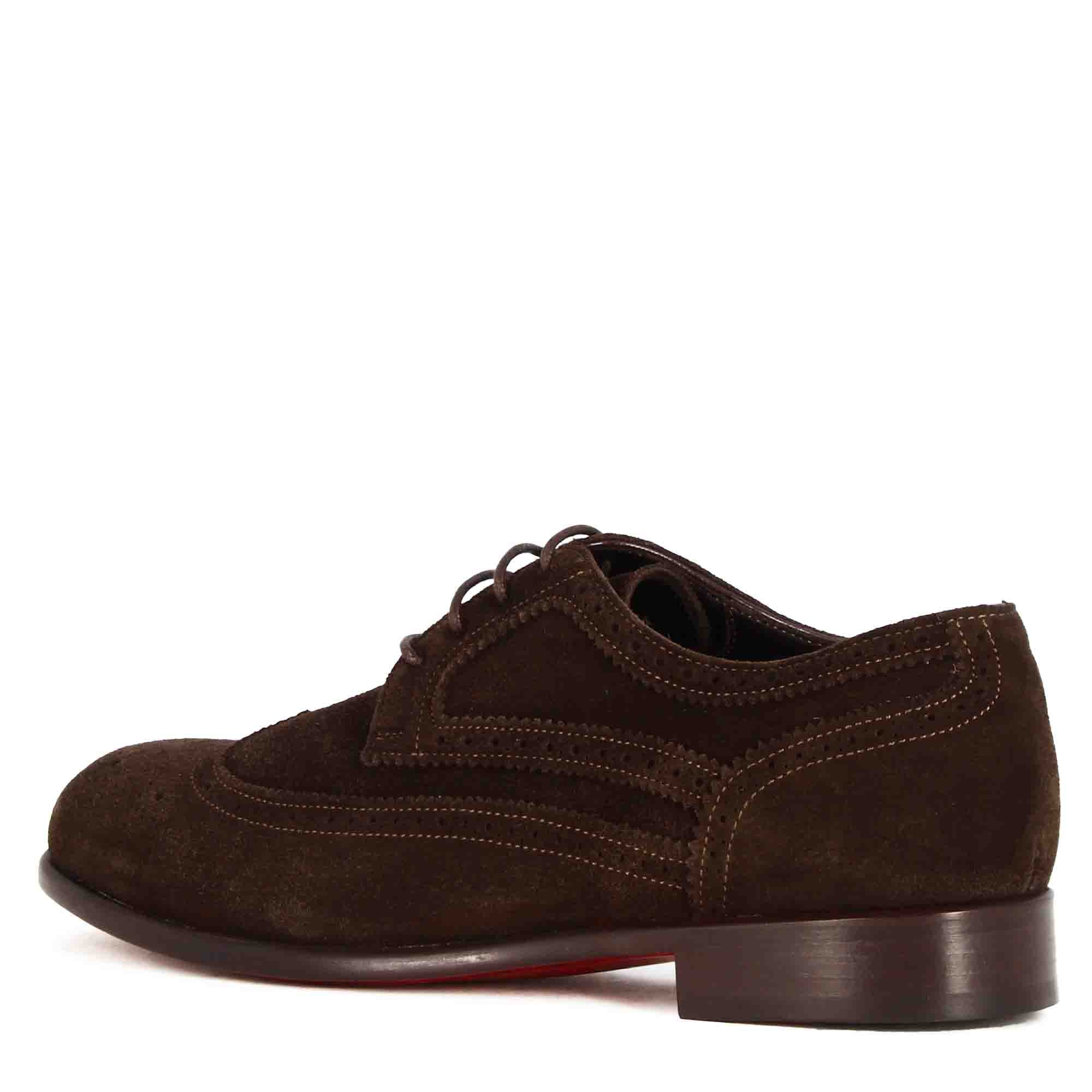 Derby élégant en daim marron foncé pour hommes