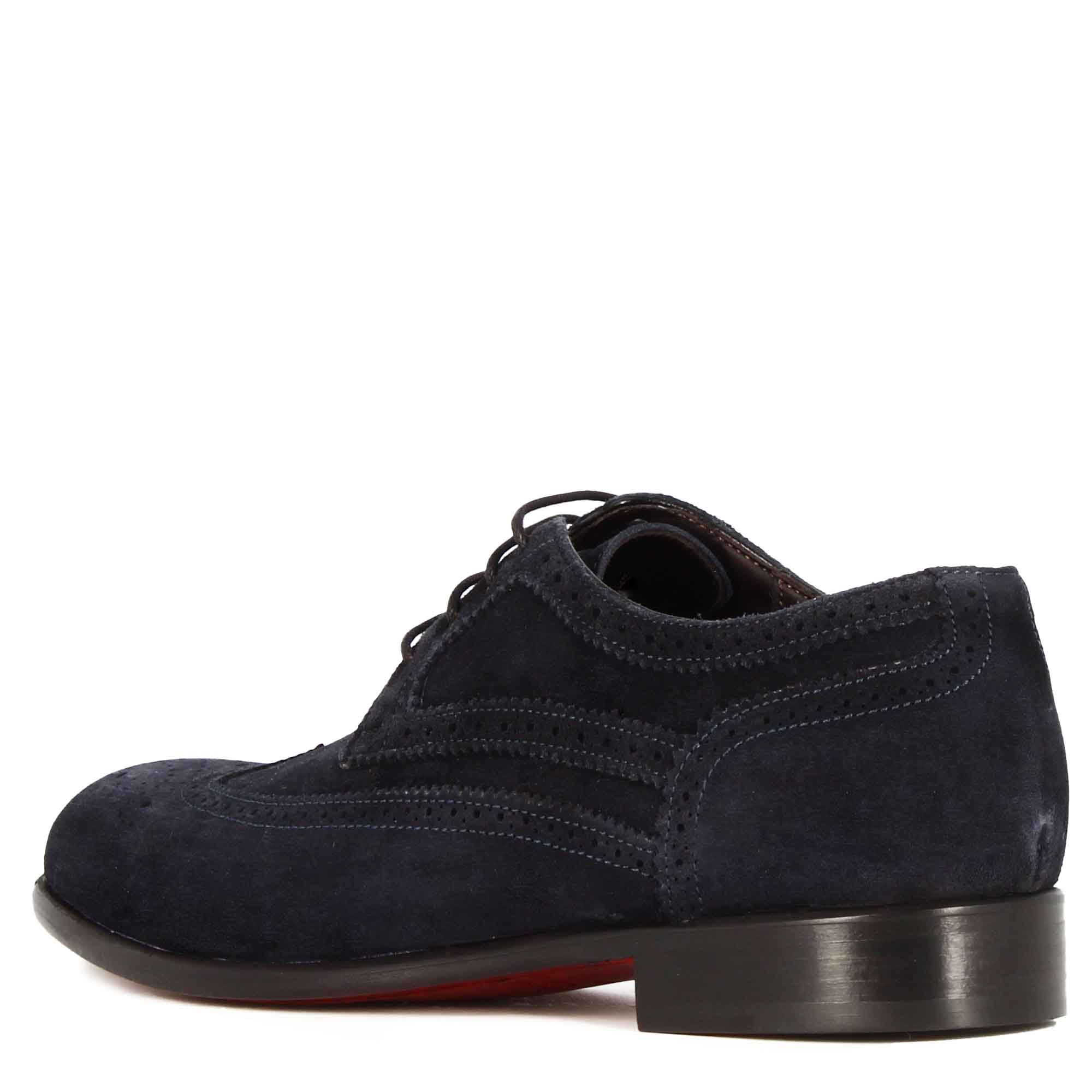 Eleganter blauer Wildleder-Derby für Männer