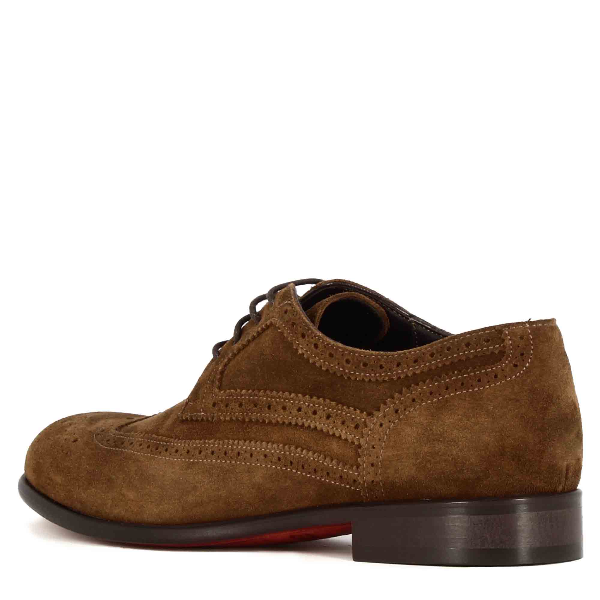 Derby élégant en daim marron pour hommes