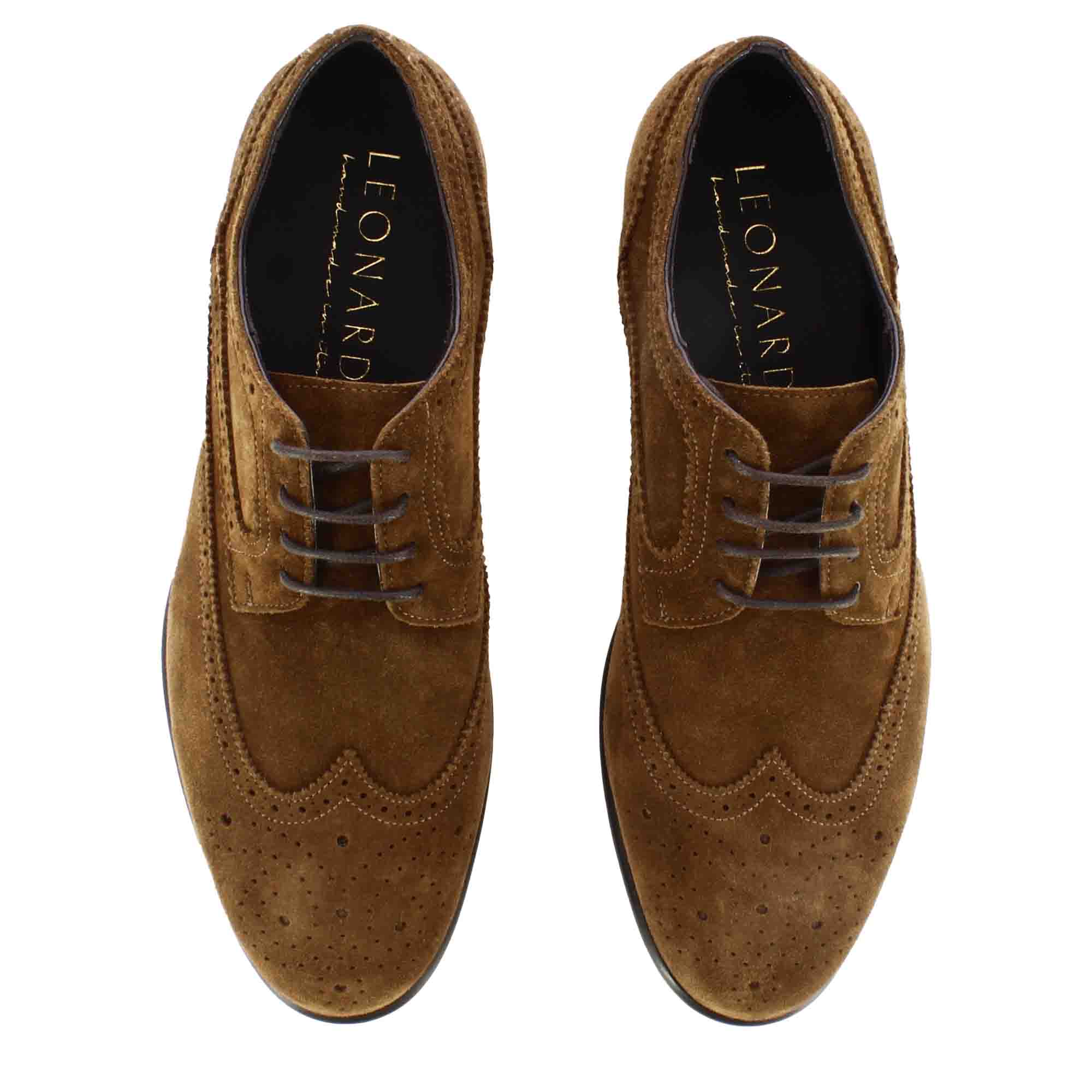 Derby élégant en daim marron pour hommes