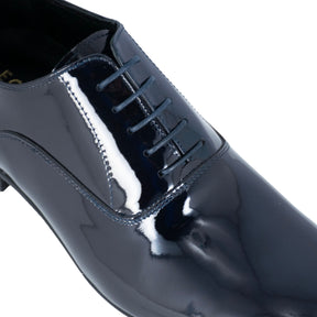 Chaussures de ville élégantes en cuir verni de couleur bleue pour hommes