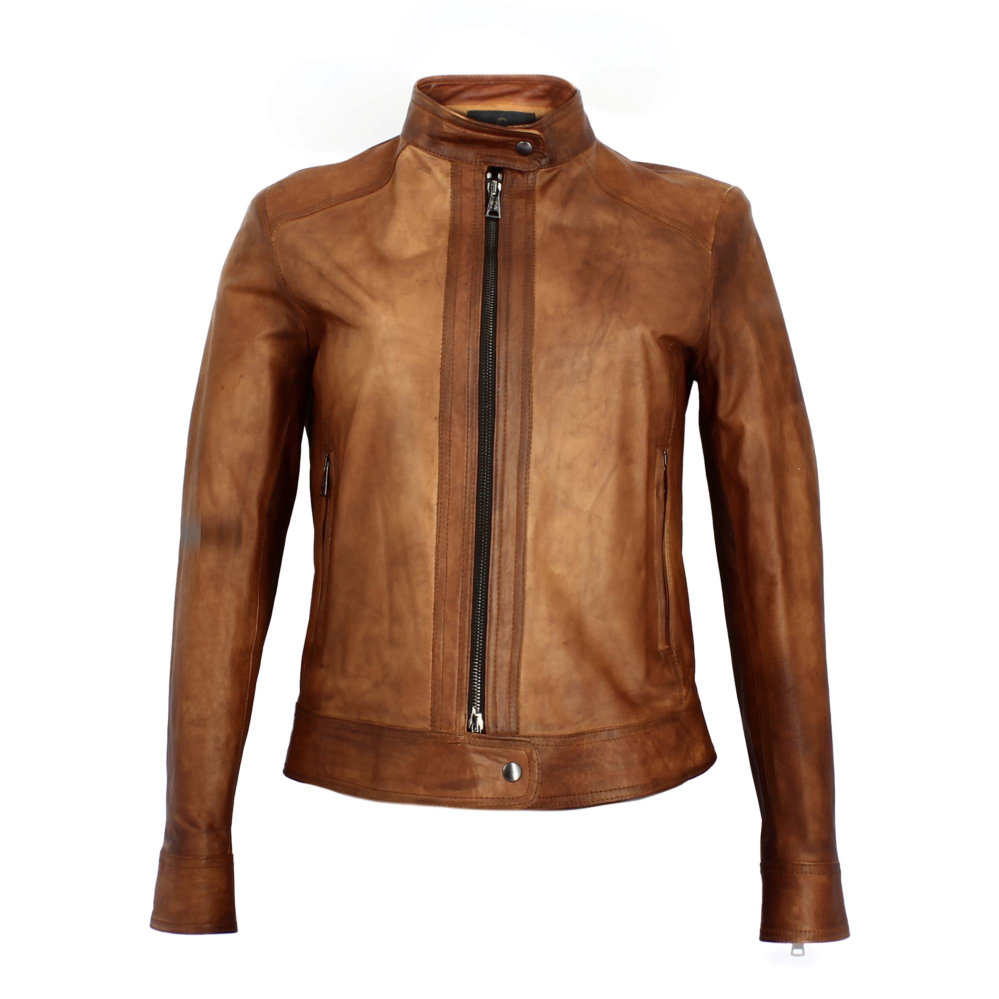 Women's brown vegetable-tanned leather jacket