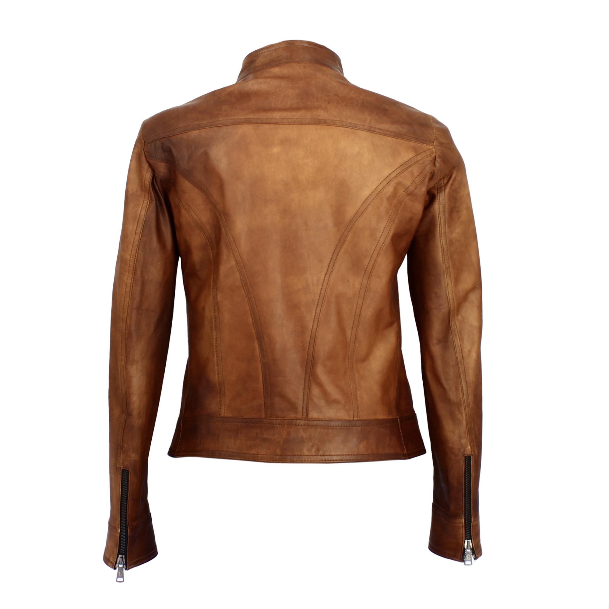 Women's brown vegetable-tanned leather jacket