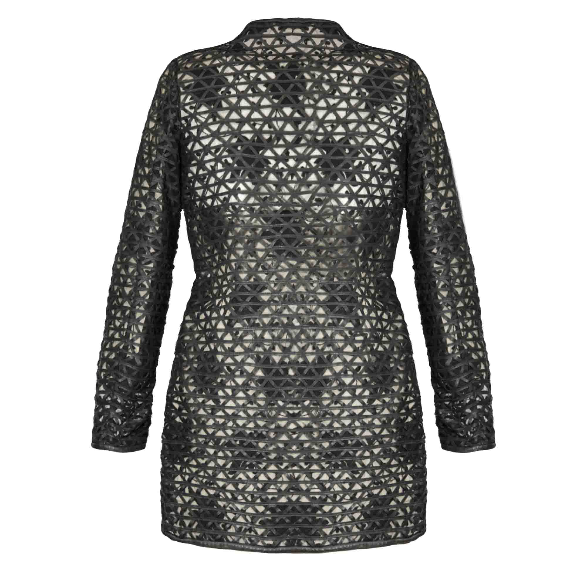 Giacca in pelle intrecciata da donna colore nero fatta a mano