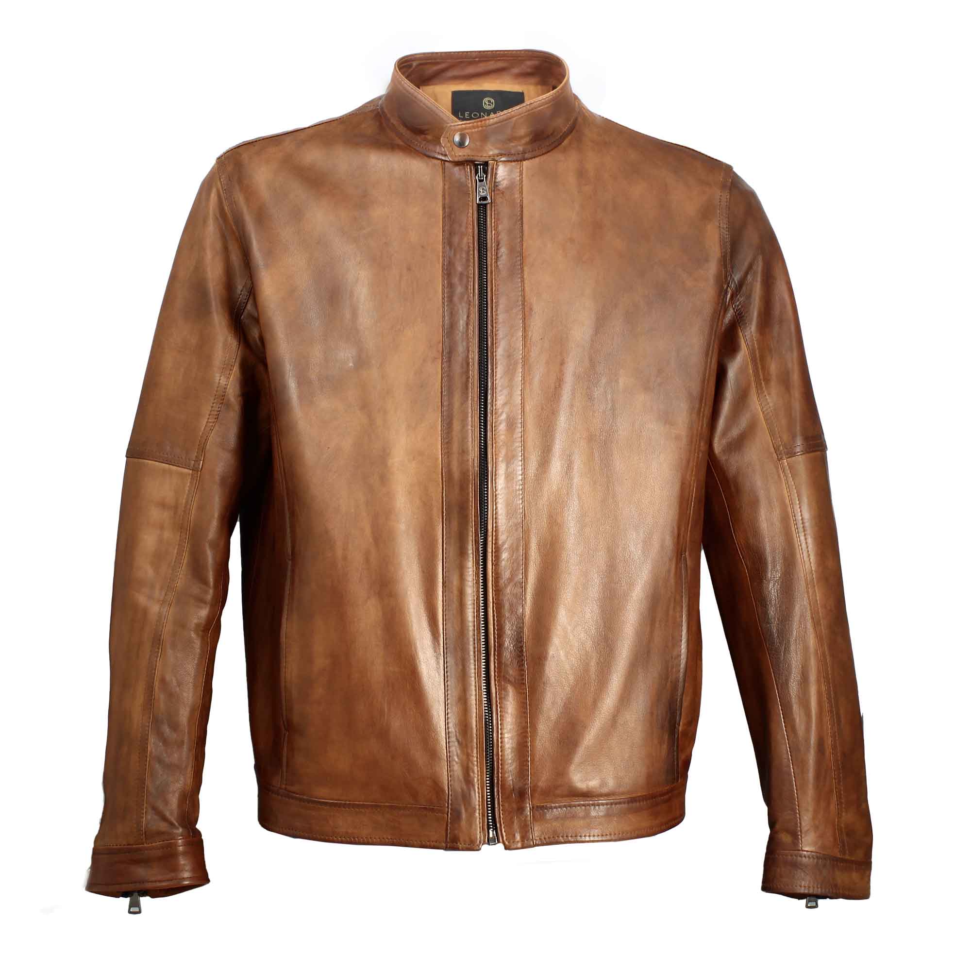 Men's jacket in soft brown vegetable-tanned leather