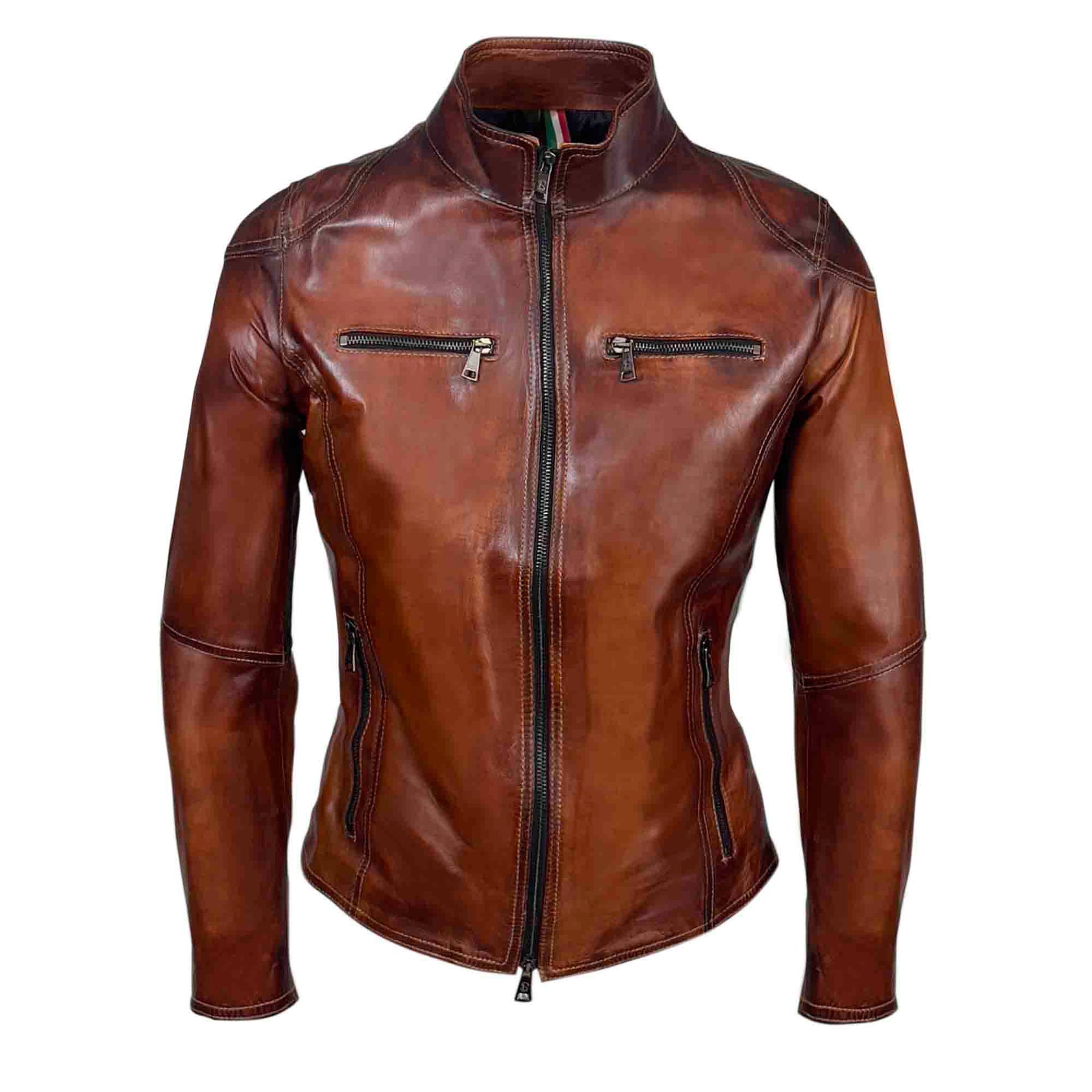 Women's high quality brown vegetable tanned leather jacket