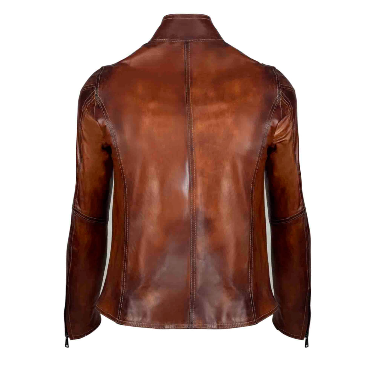 Women's high quality brown vegetable tanned leather jacket