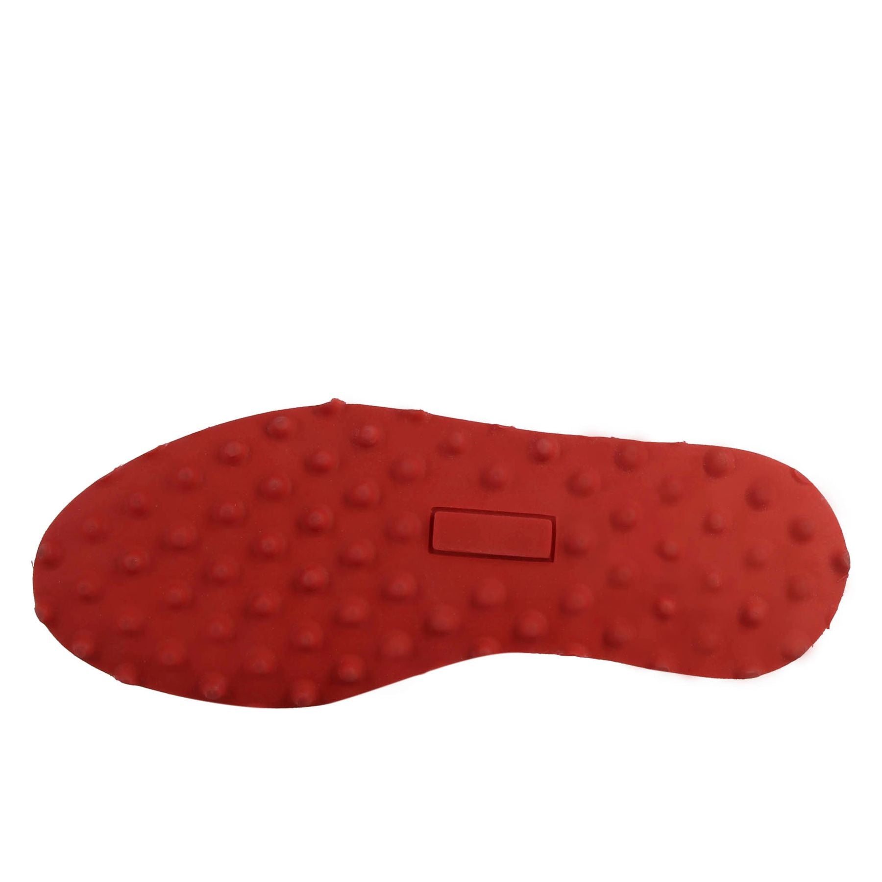 Scarpe golf fatte a mano in pelle colore bianco con dettagli colore rosso.