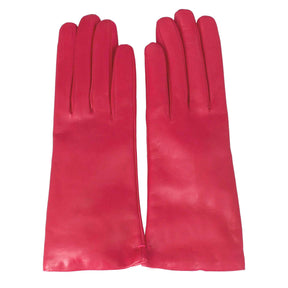Women's glove in smooth fuchsia leather with cashmere lining