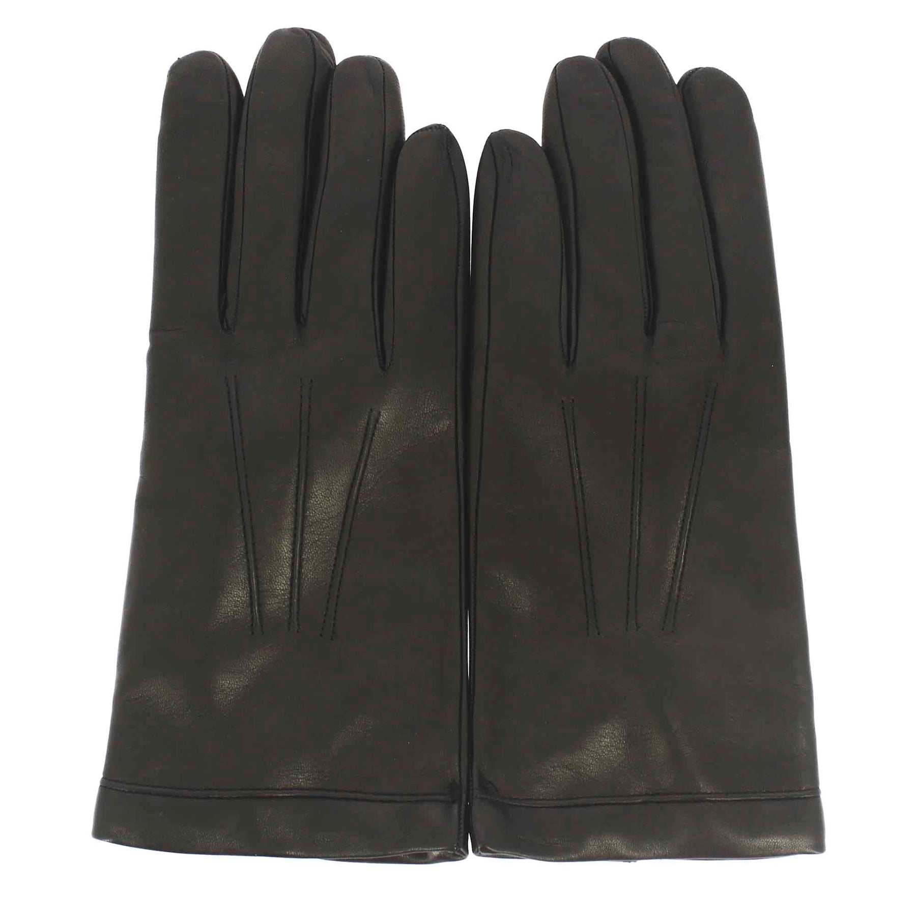 Black men's glove in black leather lined in cashmere