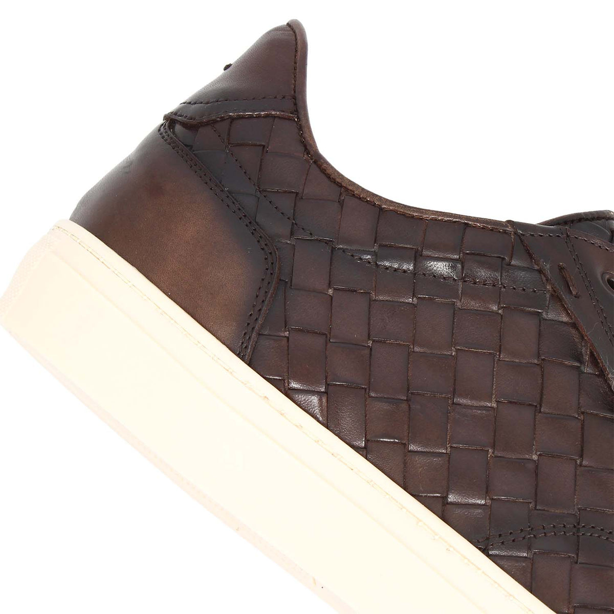 Icaro sneaker da uomo in pelle intrecciata marrone scuro - LeonardoShoes