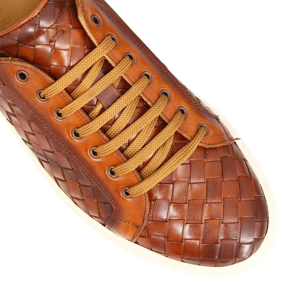Icaro sneaker da uomo in pelle intrecciata marrone - LeonardoShoes