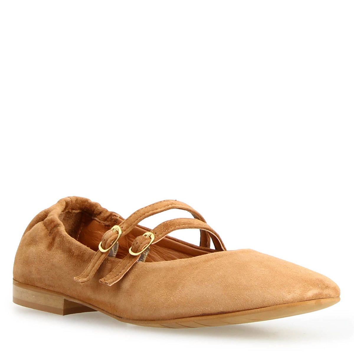 Iside - Mary Jane Double Strap Flat Suede Light Brown