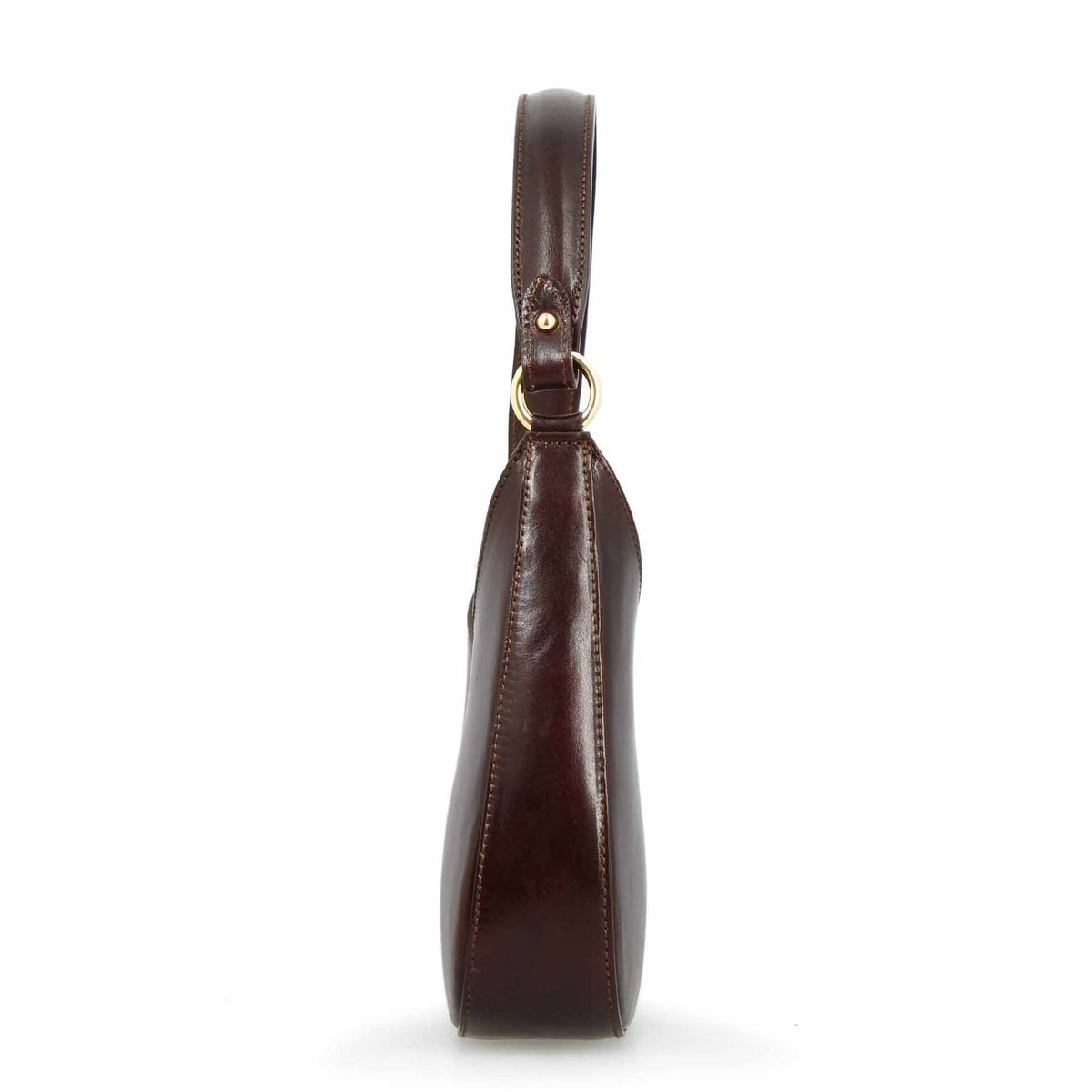 Isotta M - Sac demi-lune en cuir marron foncé