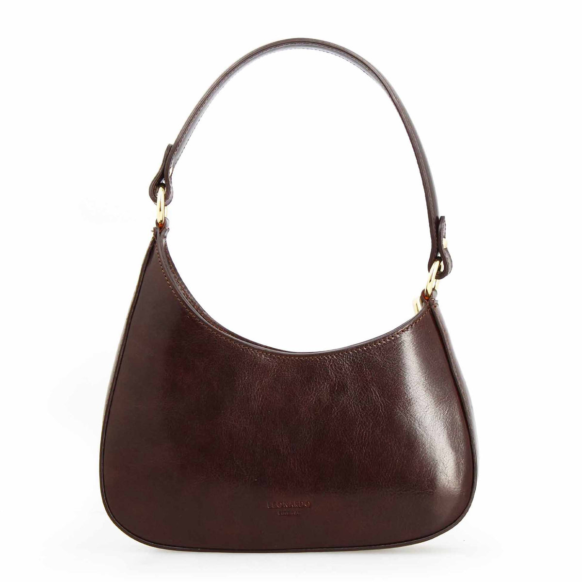 Isotta M - Sac demi-lune en cuir marron foncé