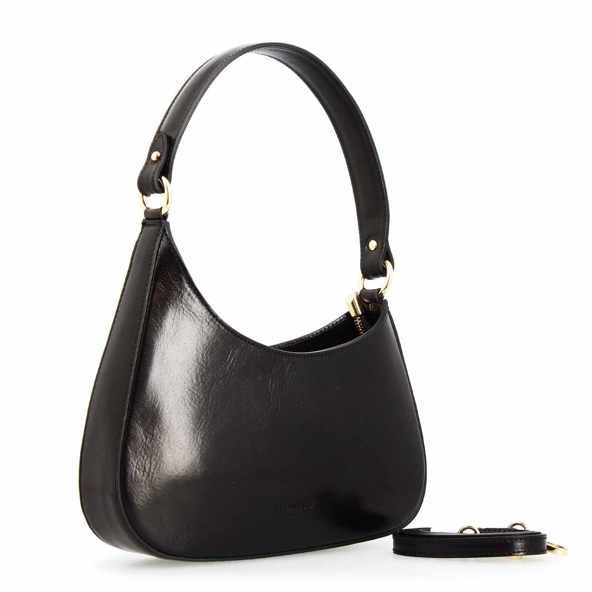 Isotta M - Sac à main demi-lune en cuir noir